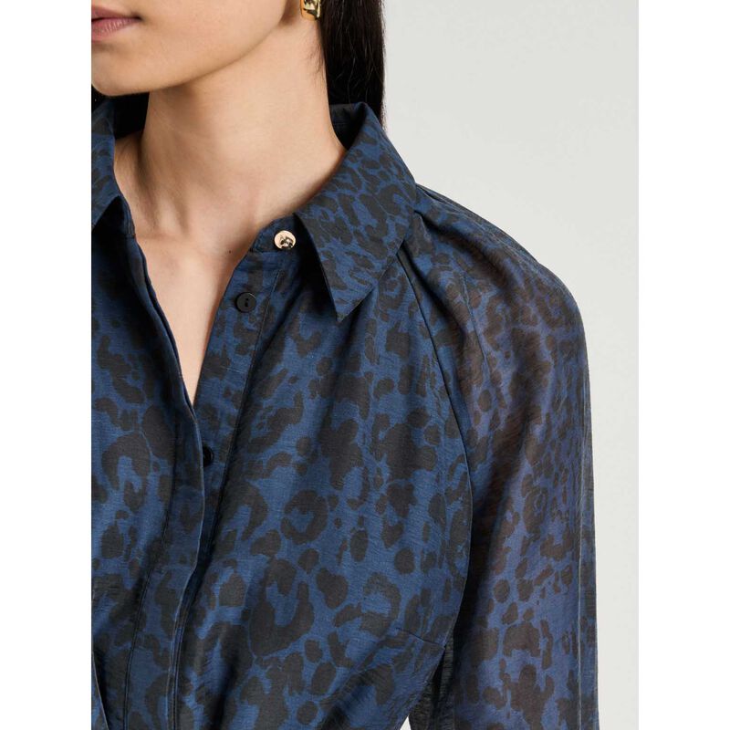 Veronika Maine Ink Leopard Haze Midi Shirtdress image number 2